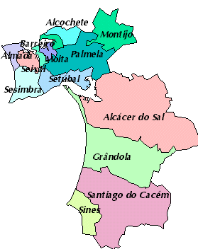 Mapa distrito Setubal de parede