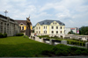Slovakia - Central Slovakia / Stredoslovensk - ilina / Sillein / Zsolna / Zylina: garden and statue - town center (photo by P.Gustafson)