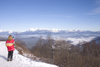 visitor shoots a photo of the landscap - Smarna Gora mountain on the outskirts of Ljubljana, Slovenia - photo by I.Middleton