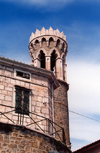 Slovenia - Piran: turret of St. Klement church, at Punta Madonna - the extreme of the peninsula - Presernovo nabrezje - photo by