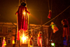suspended Christmas dolls in the city centre of Ljubljana, Slovenia - photo by I.Middleton