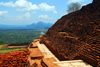 Sigiriya, Central Province, Sri Lanka: at the top - red bricks and lanscape - Unesco World Heritage site - photo by M.Torres