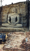 Polonnaruwa, North Central province, Sri Lanka:Gal Vihara - high point of Sinhalese rock carving - Buddha standing on a lotus Plinth in the blessing Posture - photo by G.Frysinger