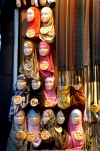 Damascus: muslim hijab display - souk Hamadiya (photographer: John Wreford)