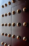 Taipei, Taiwan: Chiang Kai-shek's Memorial Hall - detail of the main gate - red wood and gold studs - photo by M.Torres
