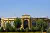 Tajikistan, Dushanbe: Dushanbe amphitheater - round building with Zoroastrian religion inspired Farvahar, Ismail Somoni avenue - photo by M.Torres