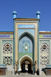 Dushanbe, Tajikistan: ornate portico of the Haji Yakoub Mosque - Persian style tiles - Rudaki Avenue - Dushanbe's main mosque - photo by M.Torres