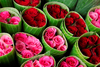 Thailand, Bangkok: roses for sale wrapped in banana leaves - photo by J.Pemberton