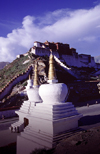 Lhasa, Tibet: chortens and Potala Palace - photo by Y.Xu
