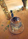 Togoville, Togo: chicken blood remains after a Voodoo ritual - photo by G.Frysinger