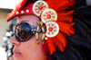 Port of Spain, Trinidad and Tobago: woman with sunglasses and colourful feathers - carnival - photo by E.Petitalot