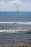 Tobago: a catamaran in creek - seen from the beach - photo by E.Petitalot