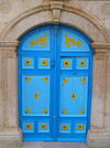 image of Tunisia - Sidi Bou Said: decorated blue gate / door (photo by J.Kaman)