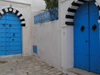 image of Tunisia - Sidi Bou Said: decorated blue gate / door (photo by J.Kaman)