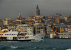 Istanbul, Turkey: Zbeyde Hanim ferry in the Golden Horn, in front of the Galata area - Beyoglu district - photo by M.Torres