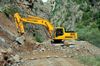 Kakar mountains, Artvin Province, Black Sea region, Turkey: road construction - tracked excavator - Hyundai Robex 320 trackhoe - photo by W.Allgwer