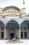 Turkmenistan - Ashghabat: Ertugrul Gazi Mosque domes from inside the open courtyard (photo by G.Frysinger