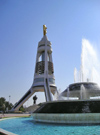 Ashgabat - Turkmenistan - Arch of Neutrality and a fountain - photo by G.Karamyanc / Travel-Images.com