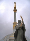 Turkmenistan - Ashghabat: Seljuk Bek, Founder of Turkmen Seljuk Dynasty - statue by the Independence Monument (photo by G.Karamyancr)