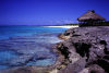 Providenciales - Turks and Caicos: basalt, sand and beach hut - photo by L.Bo