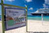 Grand Turk Island, Turks and Caicos: cruise center welcome sign and Holland America cruise ship - photo by D.Smith