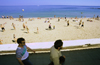 Odessa, Ukraine: Lanzheron beach - Black Sea, two men walking by the strand - photo by K.Gapys