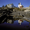 Bristol, Maine, USA: Pemaquid Point Lighthouse (1827) with striated rock formations formed by glaciers - photo by C.Lovell