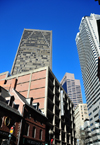 Boston, Massachusetts, USA: structural expressionism of One Boston Place / Boston Company Building, architect Pietro Belluschi and One Devonshire Place, Steffian Bradley Architects - view from Washington St - Financial District - photo by M.Torres