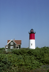 Eastham, Cape Cod, Massachusetts, USA: Nauset Beach Lighthouse and keeper's house - it was moved twice in its life time - Carlisle & Finch DB-224 lens - photo by C.Lovell