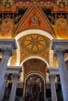 Washington, D.C., USA: Library of Congress - Thomas Jefferson Building - architect John L. Smithmeyer - Beaux-Arts style - ceiling with the Printer's mark of Juan Rosembach and East Corridor mosaic 'Minerva of Peace', guardian of civilization by Elihu Vedder - photo by M.Torres