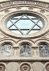 Washington, D.C., USA: Sixth and I Historic Synagogue - Star of David window - designed by architect Louis Levi for the Adas Israel Hebrew Congregation - Chinatown - photo by M.Torres