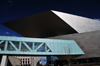 Denver, Colorado, USA: Denver Art Museum - geometry as ornament - Frederic C. Hamilton building - Reiman pedestrian bridge over West 13th Avenue - truss structure - photo by M.Torres