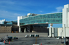 Denver, Colorado, USA: Denver International Airport - double decker pedestrian bridge between the Jeppesen terminal and Concourse A - view from gate A40 - photo by M.Torres