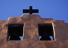 Santa F, New Mexico, USA: bell-cote - bells and cross of the First Presbyterian Church, founded by the Rev. David McFarland - oldest protestant church in New Mexico, built in 1867 - Grant Avenue - photo by C.Lovell