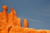 Arches National Park, Utah, USA: Park Avenue trail - Queen Nefertiti Rock and other mountain pillars along the western wall of the canyon - photo by M.Torres