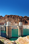 Hoover Dam, Mohave County, Arizona, USA: intake towers of the Hoover Dam, named in honor of President Herbert Hoover - used for flood and silt control, electric power, irrigation, and domestic water supply - Black Canyon of the Colorado River - photo by M.Torres