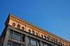 Portland, Maine, New England, USA: Porteous, Mitchell and Braun Company Building detail (Maine College of Art) - terra cotta cornice molding with corbels -  Congress St - architects George Burnham and Penn Varney - photo by M.Torres