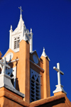 Albuquerque, Bernalillo County, New Mexico, USA: Old City - Iglesia de San Felipe de Neri - spire detail of the historic Catholic church - photo by M.Torres