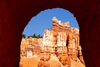 Bryce Canyon National Park, Utah, USA: Queens Garden Trail - erosion framed with a natural arch - photo by A.Ferrari