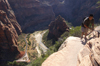 Zion National Park, Utah, USA: climber at Angel's Landing - photo by B.Cain