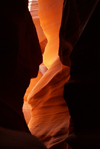 Antelope Canyon, Navajo Nation, Arizona, USA: red-orange sandstone and dark walls - serene beauty of Ts bighnln - photo by A.Ferrari