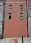 Little Rock, Arkansas, USA: Arkansas Studies Institute - rear faade - brick wall - River Market district - photo by M.Torres