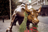 Manhattan (New York) / LGA / JFK : ragging bull- Bowling Green Bull - bronze sculpture by Arturo Di Modica - photo by M.Torres