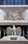 Louisville, Kentucky, USA: facade detail on West Market street - stone eagle - Almsted Brothers Building - listed on the National Register of Historic Places - photo by M.Torres