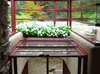 Bear Run, Pennsylvania, USA: Fallingwater house - inside - view of the stream from the living area - architect Frank Lloyd Wright - photo by G.Frysinger