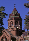 La Crosse, Wisconsin, USA: St. Rose of Viterbo Convent - Franciscan Sisters of Perpetual Adoration Motherhouse - red brick church - octogonal tower - Franciscan Way - photo by C.Lovell