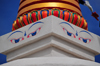 El Rito, New Mexico, USA: Kagu Mila Guru Stupa - Harmika atop the dome - Buddha's eyes - the 'question mark', the Nepalese character for number 1, symbolises unity and the way to enlightment - photo by M.Torres