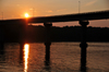 Belfast, Maine, New England, USA: sunset over the Passagassawakeag River - bridge carrying Me-3 road - photo by M.Torres