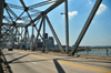 Louisville, Kentucky, USA: downtown area seen from the George Rogers Clark Memorial Bridge, designed by Ralph Modjeski and Frank Masters - four-lane cantilevered truss bridge over the the Ohio River, linking Louisville, Kentucky and Jeffersonville, Indiana - Second Street Bridge - photo by M.Torres