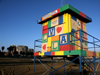 Marina (California): beach - lifeguard booth - Partridge Family style - Monterey County - Photo by G.Friedman